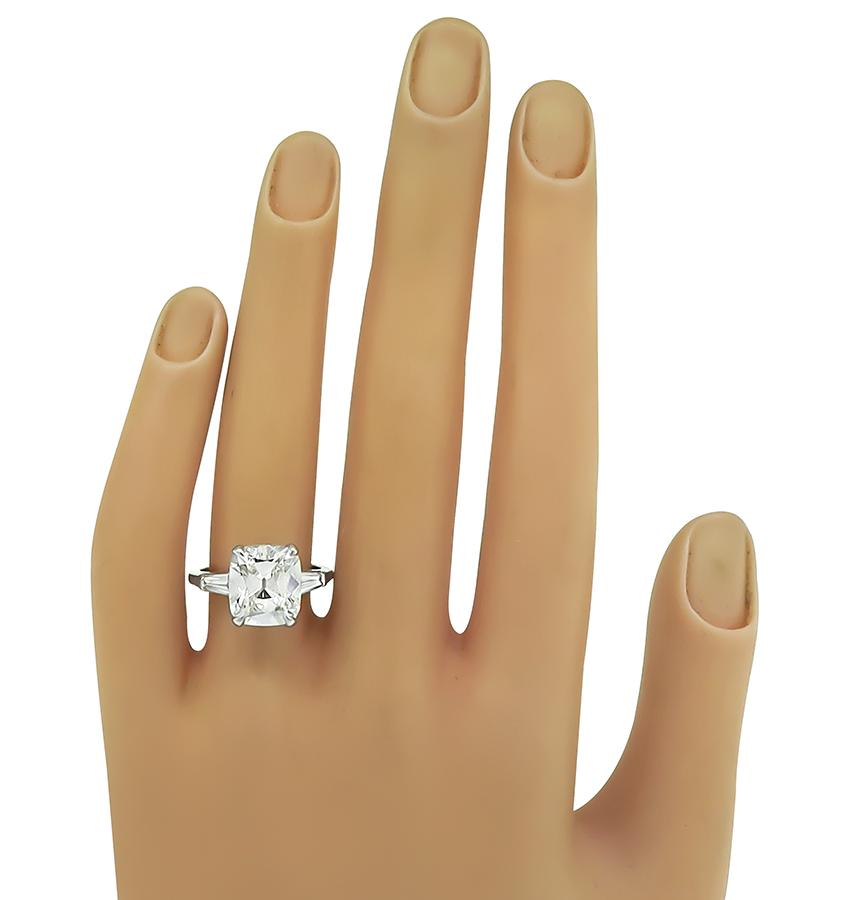 Estate GIA Certified 4.03ct Diamond Platinum Engagement Ring