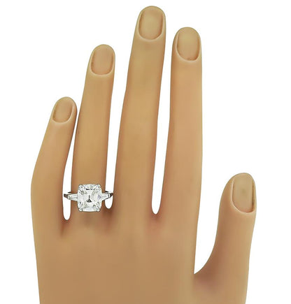 Estate GIA Certified 4.03ct Diamond Platinum Engagement Ring