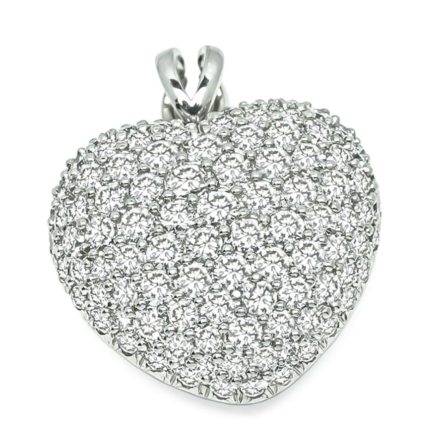 Estate Kurt Wayne 6.00ct Diamond Platinum Heart Pendant