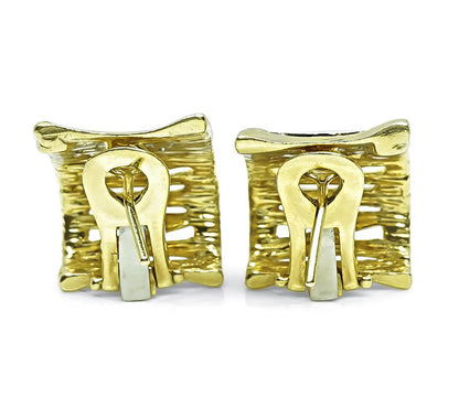 Estate Roberto Coin two tone 18K gold diamond Elephant Skin earrings stamped Italy
