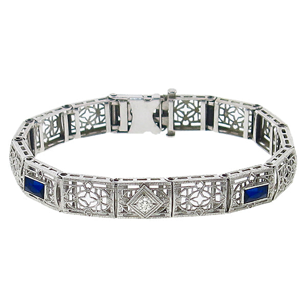 Estate Sapphire And Diamond Bracelet
