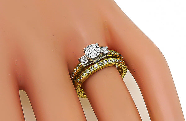 Estate Scott Kay Diamond Ring Set Israel Rose