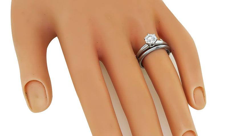 Estate Tiffany & Co 0.73ct Diamond Solitaire Engagement Ring and Band Set