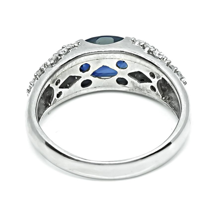 Estate sapphire diamond ring in platinum elegant statement design