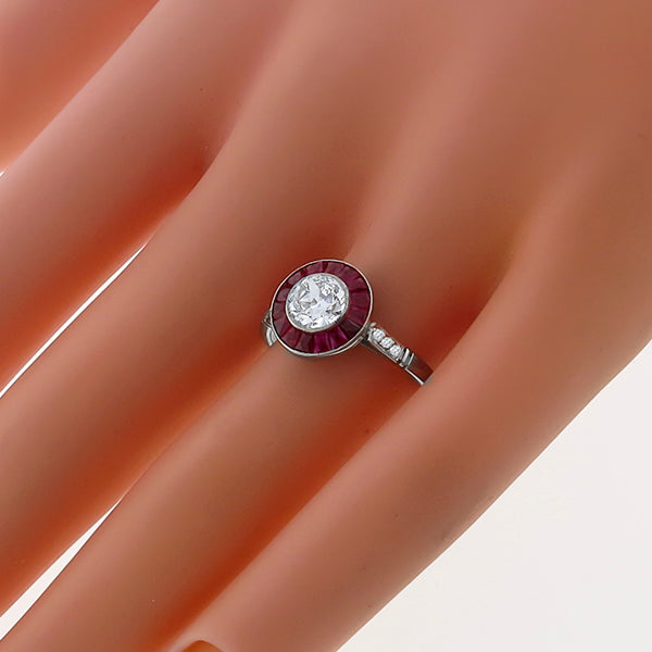 GIA 0.59ct Diamond Ruby  Engagement Ring