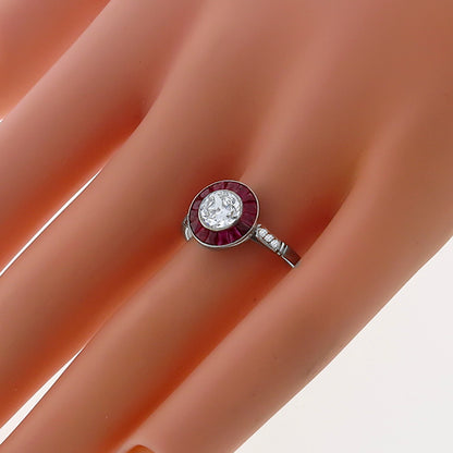 GIA 0.59ct Diamond Ruby  Engagement Ring
