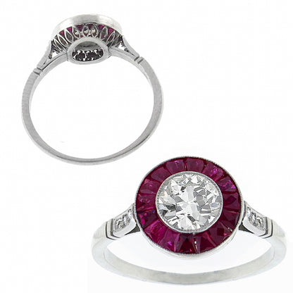 GIA 0.59ct Diamond Ruby  Engagement Ring