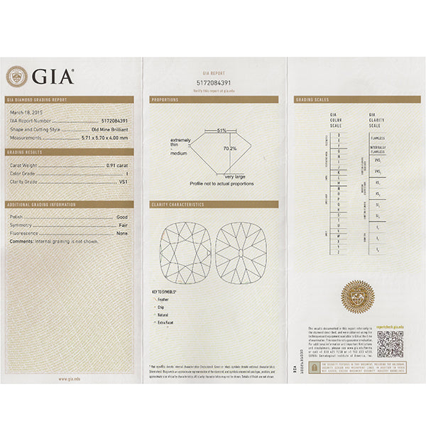 GIA 0.91ct Diamond Platinum Engagement Ring