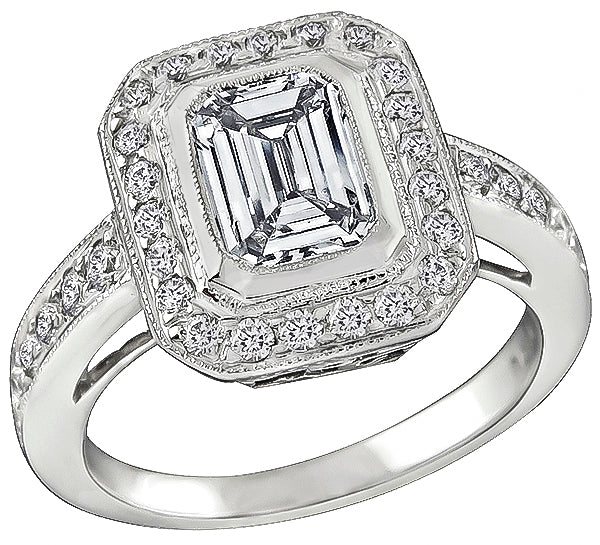 GIA 1.01ct Diamond Engagement Ring and Wedding Band Set