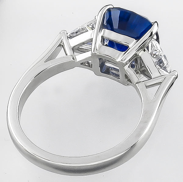 GIA 4.08ct Natural Sapphire 0.60ct Diamond Engagement Ring