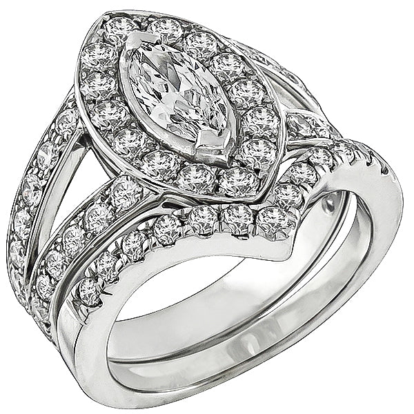 GIA Certified 0.51ct Diamond Engagement Ring and Wedding Band Set