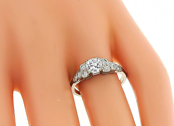 GIA Certified 0.52ct Diamond Art Deco Engagement Ring