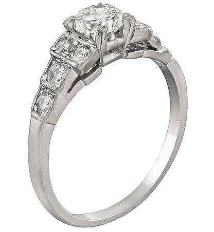 GIA Certified 0.52ct Diamond Art Deco Engagement Ring