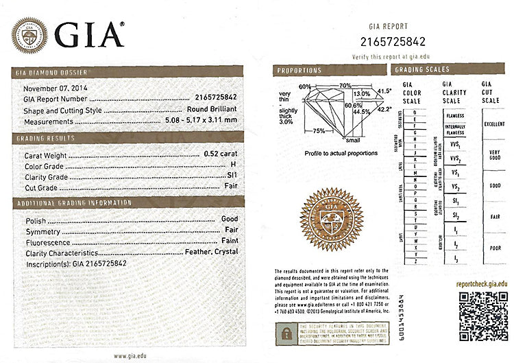 GIA Certified 0.52ct Diamond Art Deco Engagement Ring