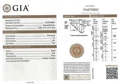 GIA Certified 0.52ct Diamond Art Deco Engagement Ring