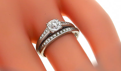 GIA Certified 0.60ct Diamond Engagement Ring and Wedding Band Set