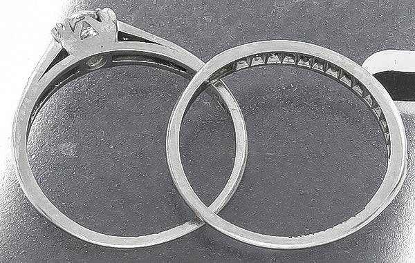 GIA Certified 0.60ct Diamond Engagement Ring and Wedding Band Set