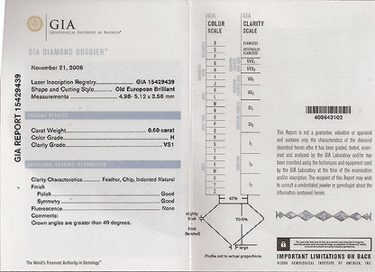 GIA Certified 0.60ct Diamond Engagement Ring and Wedding Band Set