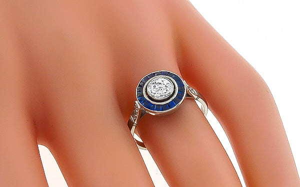 GIA Certified 0.62ct Diamond Sapphire Engagement Ring