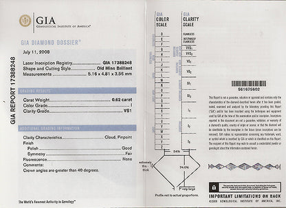 GIA Certified 0.62ct Diamond Sapphire Engagement Ring