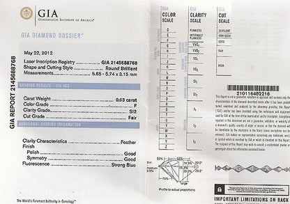 GIA Certified 0.63ct Diamond Engagement Ring