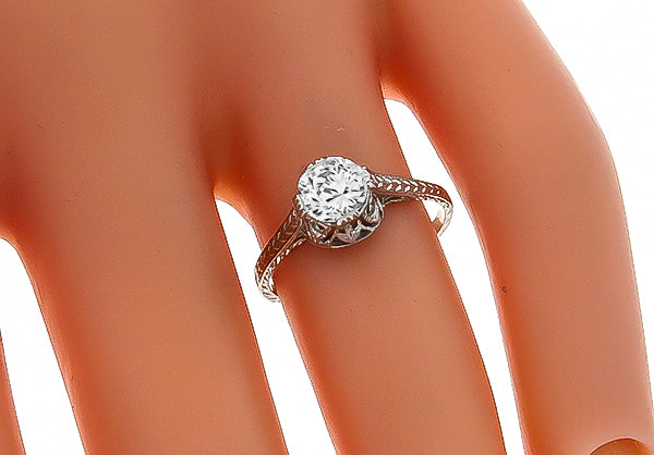 GIA Certified 0.64ct Diamond Vintage Engagement Ring