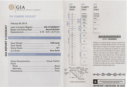 GIA Certified 0.69ct Diamond Engagement Ring