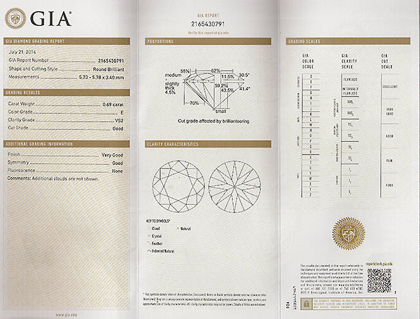 GIA Certified 0.69ct Diamond Engagement Ring