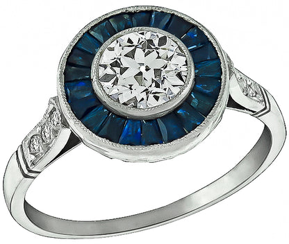 GIA Certified 0.70ct Diamond Sapphire Engagement Ring