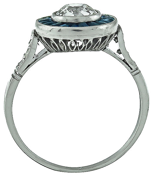 GIA Certified 0.70ct Diamond Sapphire Engagement Ring