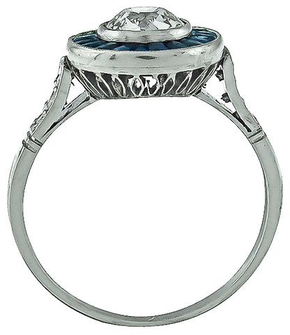 GIA Certified 0.70ct Diamond Sapphire Engagement Ring