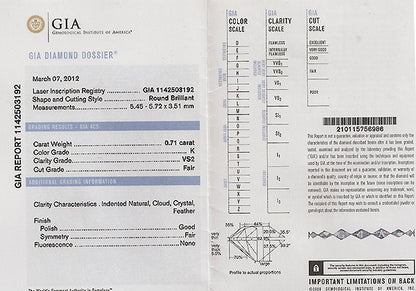 GIA Certified 0.71ct Diamond Engagement Ring