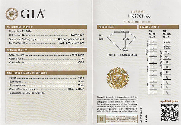 GIA Certified 0.78ct Diamond Engagement Ring