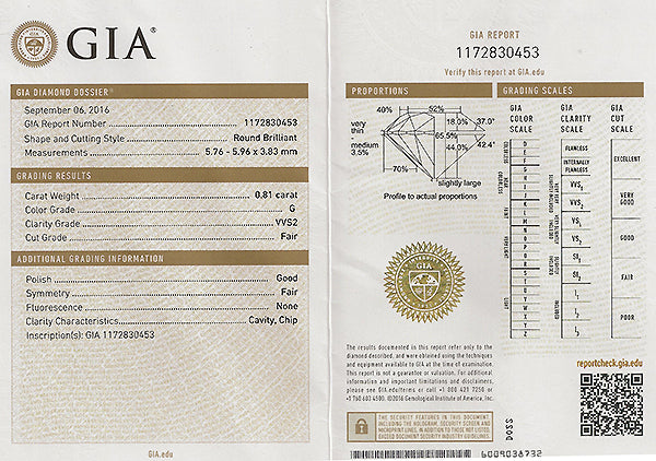 GIA Certified 0.81ct Diamond Black Starr & Frost Engagement Ring