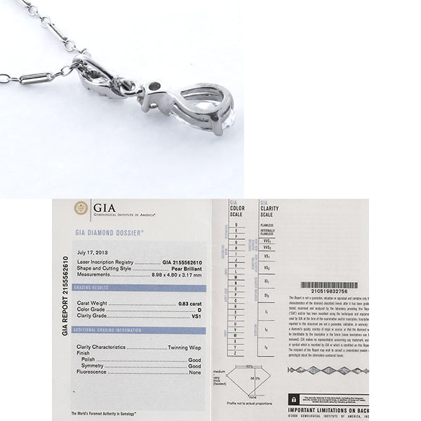 GIA Certified 0.83ct Diamond Gold  Necklace