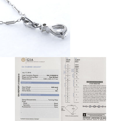 GIA Certified 0.83ct Diamond Gold  Necklace