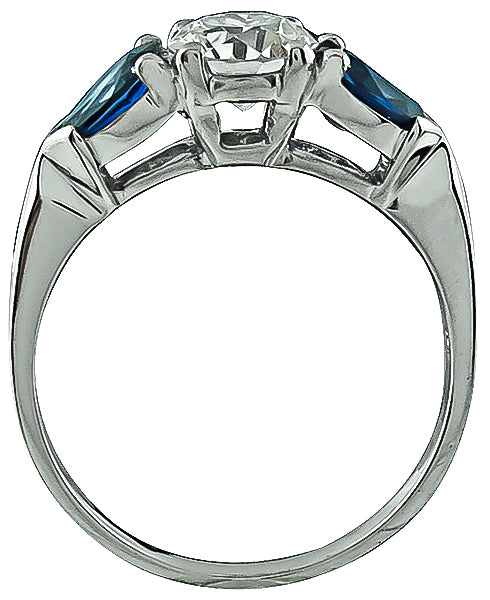 GIA Certified 0.88ct Diamond Sapphire Engagement Ring