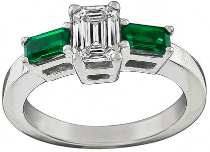 GIA Certified 0.90ct Diamond Emerald Engagement Ring