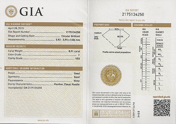 GIA Certified 0.91ct Diamond Engagement Ring