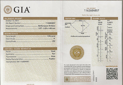 GIA Certified 0.96ct Diamond Engagement Ring