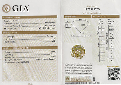 GIA Certified 1.00ct Diamond Engagement Ring