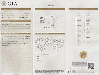 GIA Certified 1.00ct Diamond Heart Pendant