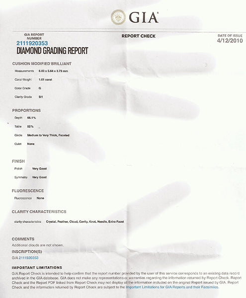 GIA Certified 1.01ct Diamond Engagement Ring