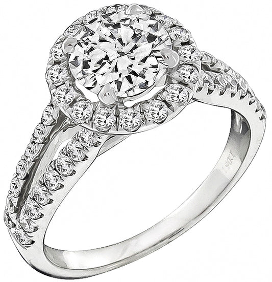 GIA Certified 1.03ct Diamond Halo Engagement Ring