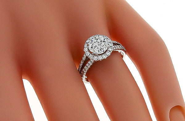 GIA Certified 1.03ct Diamond Halo Engagement Ring
