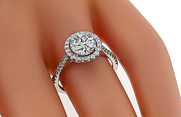 GIA Certified 1.04ct Diamond Halo Engagement Ring