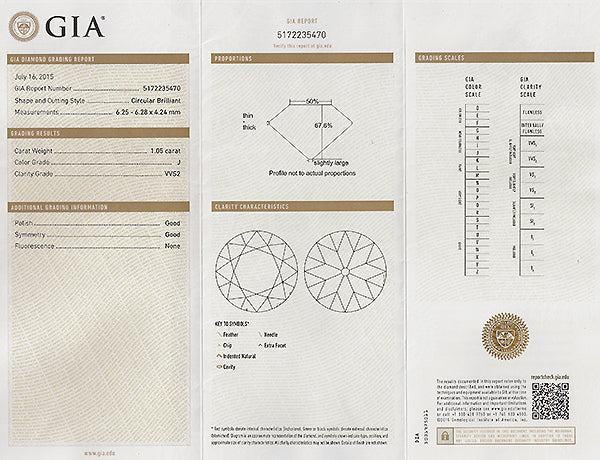 GIA Certified 1.05ct Diamond Engagement Ring