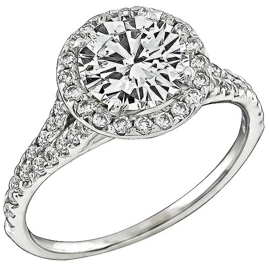 GIA Certified 1.06ct Diamond Halo Engagement Ring