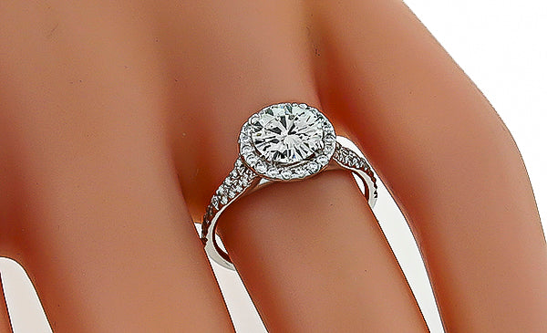 GIA Certified 1.06ct Diamond Halo Engagement Ring