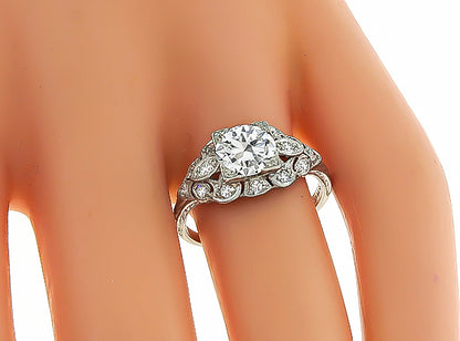 GIA Certified 1.09ct Diamond Art Deco Engagement Ring